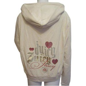 Juicy Couture Cream Tracksuit Velour Women Jacket Pants Hoodie Set